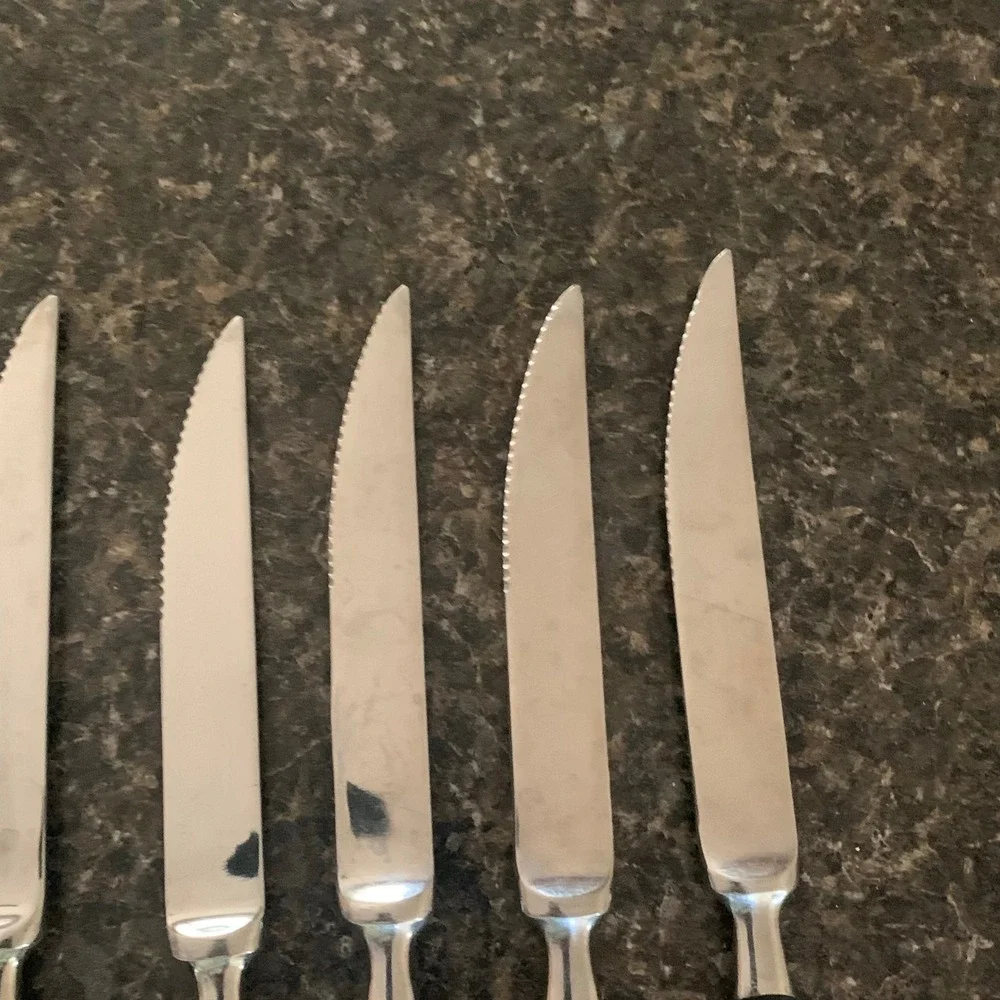 Hampton Silversmiths BISTRO BLACK Serrated Butter Knives Lot Set of 9 Stainless
